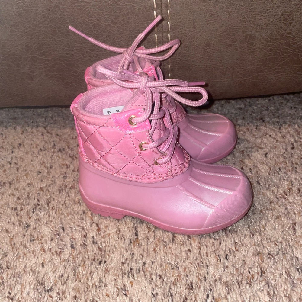 Sperry Top Sider Saltwater Duck Boots Youth 6 M Port Pink Round Toe